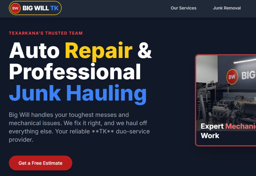 Big Will Auto & Hauling website screenshot