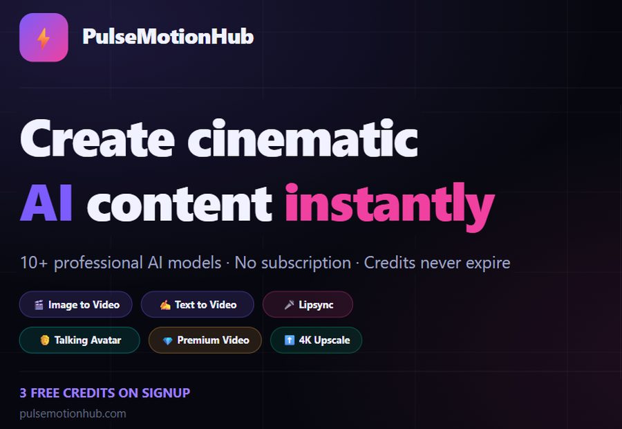 Pulse Motion Hub website screenshot
